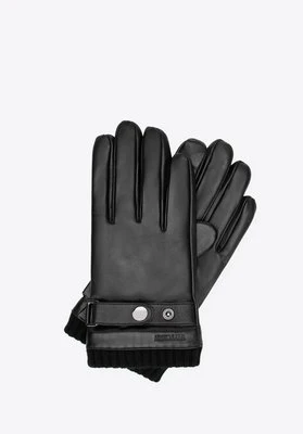 Męskie rękawiczki ze skóry naturalnej owczej czarne Wittchen