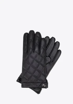 Męskie rękawiczki ze skóry pikowane czarne Wittchen