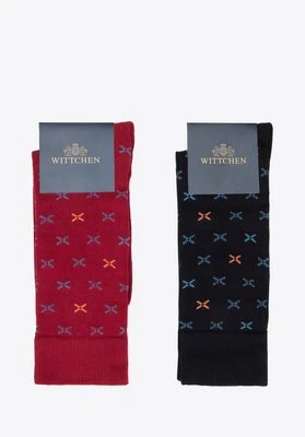 Męskie skarpetki w krzyżyki - zestaw 2 par czerwono-granatowe Wittchen