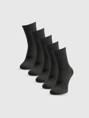 Męskie skarpetki wysokie (5-pack) 4F 4FRSS26USOCM0839 - szare