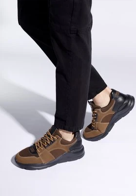 Męskie sneakersy na lekkiej podeszwie brązowe Wittchen