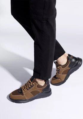 Męskie sneakersy na lekkiej podeszwie brązowe Wittchen
