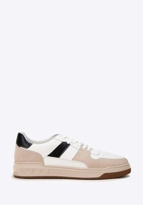 Męskie sneakersy z ekoskóry biało - beżowe Wittchen