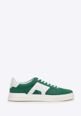 Męskie sneakersy z kontrastową podeszwą zielone Wittchen