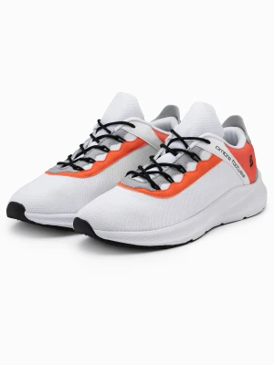 Zdjęcie produktu Męskie sneakersy z neonowymi wstawkami – białe V1 Ombre Clothing