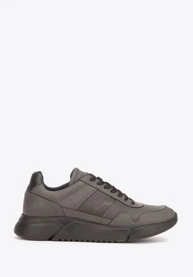 Męskie sneakersy z wegańskiej skóry ze wstawką lizard czarne Wittchen