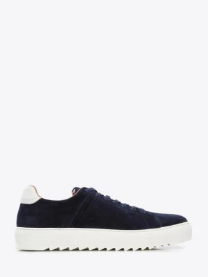 Męskie sneakersy zamszowe na grubej podeszwie granatowe Wittchen