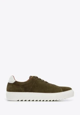 Męskie sneakersy zamszowe na grubej podeszwie zielone Wittchen