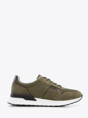 Męskie sneakersy zamszowe z elastycznymi wstawkami zielone Wittchen