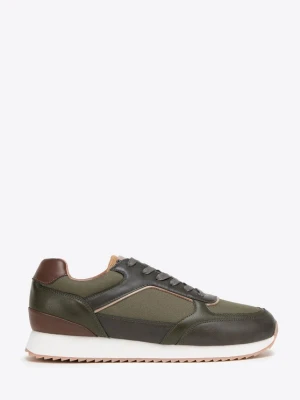 Męskie sneakersy ze skóry ekologicznej ze wstawkami zielone Wittchen