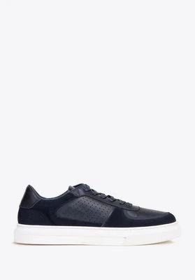 Męskie sneakersy ze skóry granatowe Wittchen