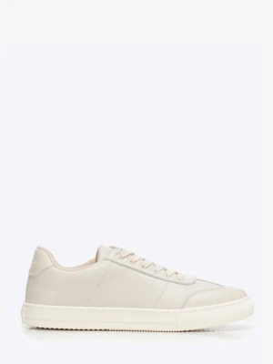 Męskie sneakersy ze skóry licowej beżowe Wittchen
