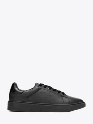 Męskie sneakersy ze skóry naturalnej licowej czarne Wittchen