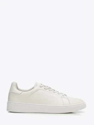 Męskie sneakersy ze skóry naturalnej licowej kremowe Wittchen kremowy