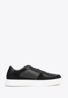 Męskie sneakersy ze skóry z perforacjami czarne Wittchen
