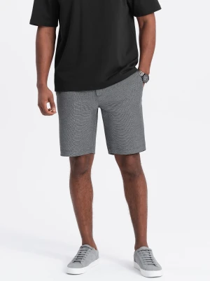 Męskie spodenki wykonane z dwukolorowej melanżowej dzianiny - czarne V2 Ombre Clothing