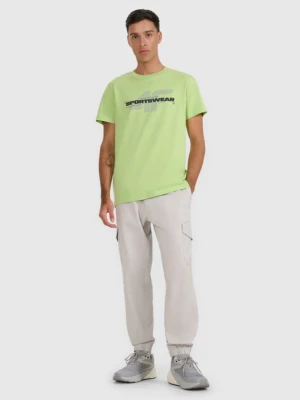 Męskie spodnie casual cargo 4F 4FWAW25TTROM1210 - szare