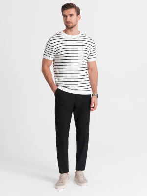 Męskie spodnie chino z gumką w pasie SLIM FIT - czarne V3 - Rozmiar: M Ombre Clothing