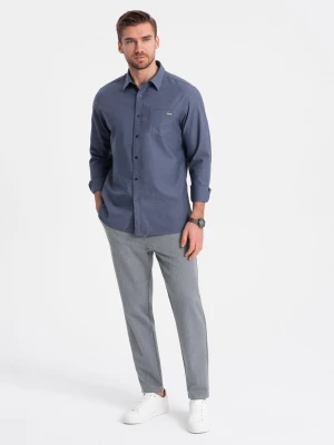 Męskie spodnie chino z gumką w pasie SLIM FIT - szare V1 - Rozmiar: M Ombre Clothing