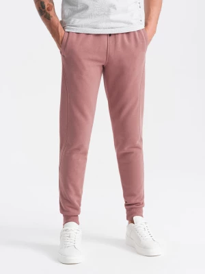 Męskie spodnie dresowe bawełniane joggery BASIC – ciemnoróżowe V4 OM-PABS-0174
 -                                    S Ombre