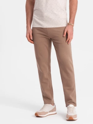 Męskie spodnie dresowe z nogawką bez ściągacza - brązowe V2 OM-PABS-0206
 -                                    L