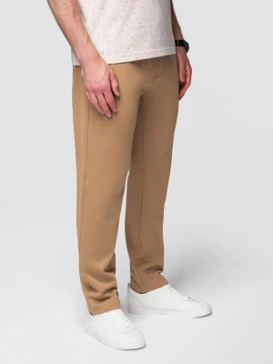 Męskie spodnie dresowe z nogawką bez ściągacza - brązowe V2 - Rozmiar: M Ombre Clothing