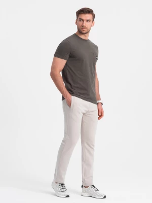 Męskie spodnie dresowe z nogawką bez ściągacza - jasnobeżowe V1 OM-PABS-0206
 -                                    L