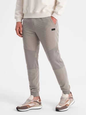 Męskie spodnie dresowe ze wstawkami z tkaniny ottoman - popielate V4 OM-PASK-0127
 -                                    M