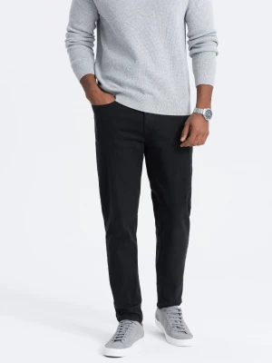 Męskie spodnie jeansowe bez przetarć SLIM FIIT - czarne V11 Ombre Clothing
