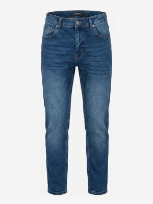 Męskie spodnie jeansowe CARROT z przetarciami - niebieskie V2 Ombre Clothing