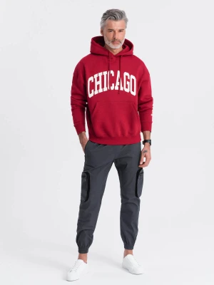 Męskie spodnie JOGGERY z odstającymi i zapinanymi kieszeniami cargo - grafitowe V6 Ombre Clothing