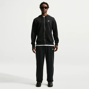Męskie spodnie z luźnymi nogawkami z dzianiny dresowej Nike Club - Czerń