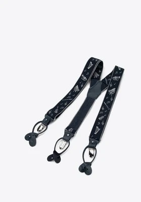 Męskie szelki do spodni granatowo-srebrne Wittchen