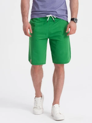Męskie szorty dresowe z zaokrągloną nogawką - zielone V4 - Rozmiar: S Ombre Clothing