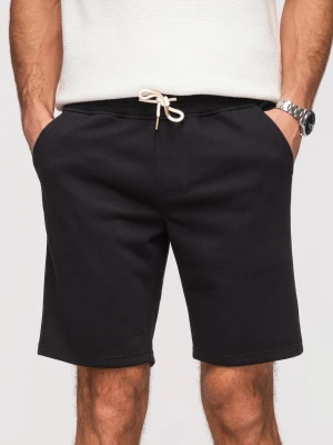 Męskie szorty strukturalne REGULAR FIT - czarne V2 - Rozmiar: XXL Ombre Clothing
