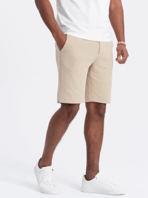 Męskie szorty ze strukturalnej dzianiny SLIM FIT - piaskowe V3 OM-SRCS-0126
 -                                    L Ombre