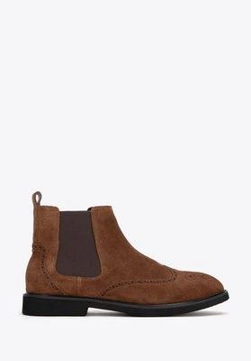 Męskie sztyblety ze skóry zamszowej brązowe Wittchen