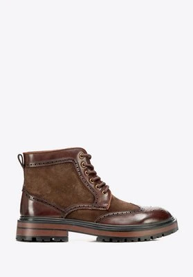 Męskie trzewiki ze skóry naturalnej z perforacjami brązowe Wittchen