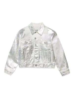Metaliczna biała kurtka z dżinsu MM6 Maison Margiela