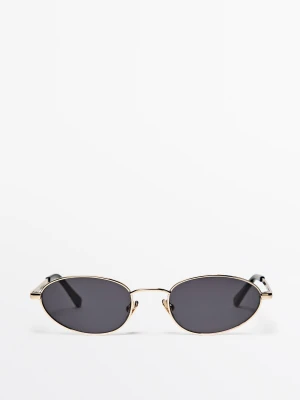 Metaliczne Okulary Owalne - Srebrny - Massimo Dutti - Female