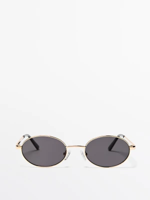 Metaliczne Owalne Okulary Przeciwsłoneczne - Zielony - Massimo Dutti - Female