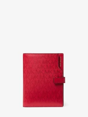 Metaliczny portfel na paszport Jet Set z charakterystycznym logo MICHAEL Michael Kors