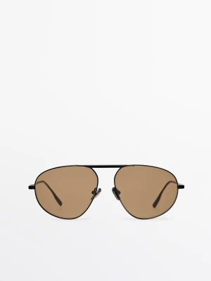 Metalowe Okulary Aviator - Czarny - - Massimo Dutti - Kobieta