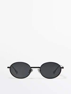 Metalowe Okulary Przeciwsłoneczne - Czarny - Massimo Dutti - Female