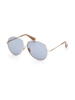 Metalowe okulary przeciwsłoneczne dla kobiet z niebieskimi soczewkami Max Mara