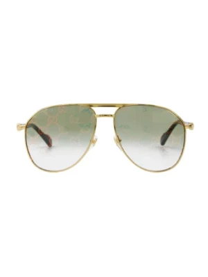 Metalowe Okulary Przeciwsłoneczne w Stylu Vintage - Złoto/Zielony Gucci