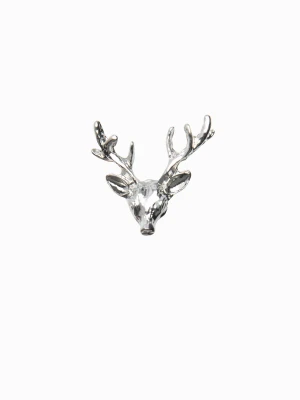 Metalowy ozdobny pin do ubrań jeleń – srebrny V1 Ombre Clothing