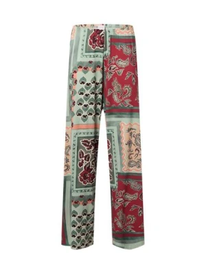 Mey Damskie spodnie od piżamy Kobiety Modal zielony|czerwony wzorzysty,