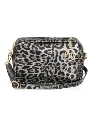 Mia Tomazzi Skórzana torebka "Caltanissetta" w kolorze szaro-czarnym - 22 x 15 x 10 cm rozmiar: onesize