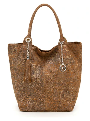 Mia Tomazzi Skórzana torebka "Fucini" w kolorze karmelowym - 35 x 30 x 18 cm rozmiar: onesize